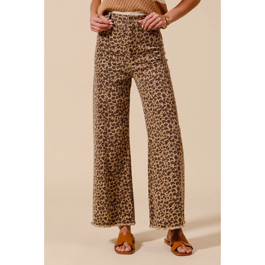 So Leopard Denim Wide Leg Pant