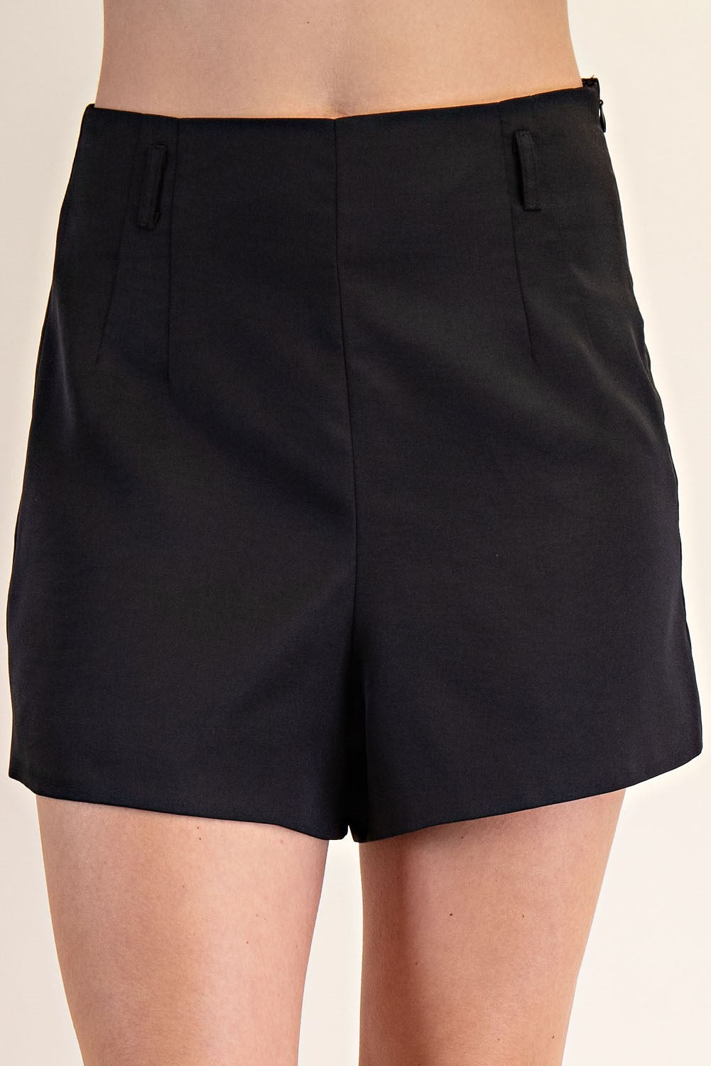 Black High Waisted Shine Shorts