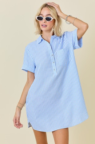 Day & Moon Blue Seersucker Dress