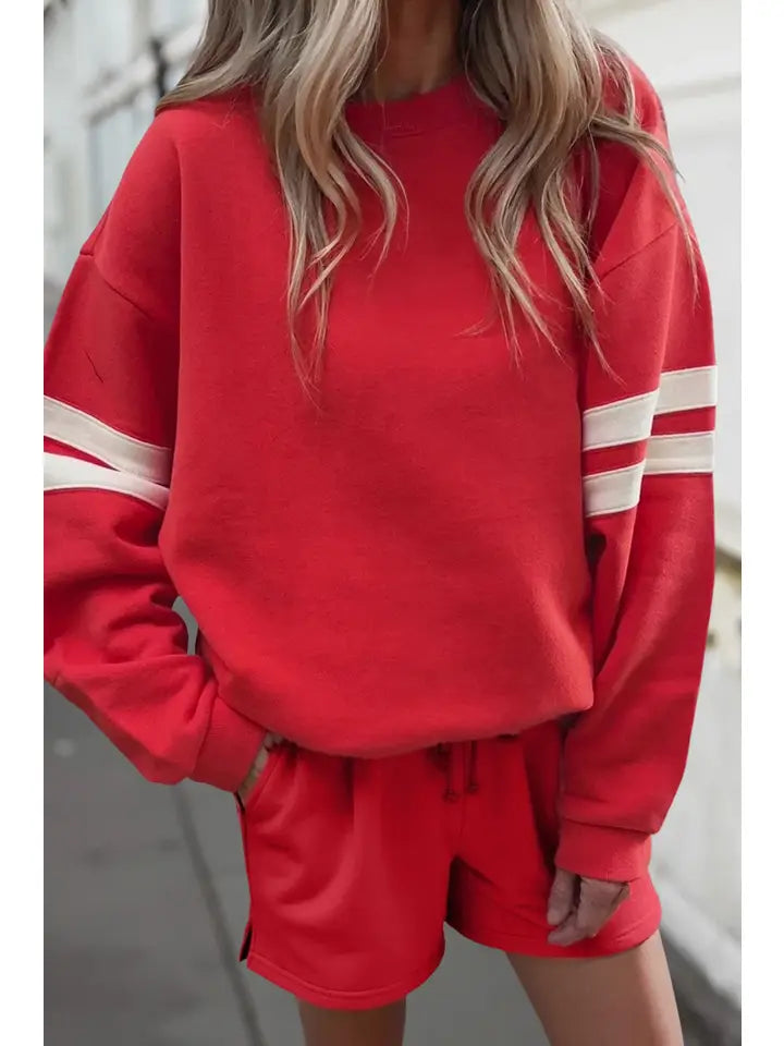 Vintage Red Sweatshirt Set