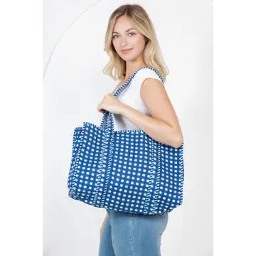 LA Blue Checkered Quilted Bag