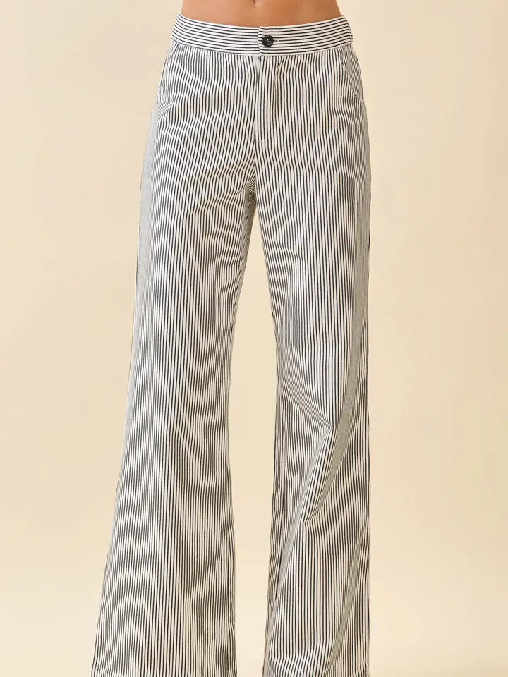 Pinstripe Wide Leg Pant