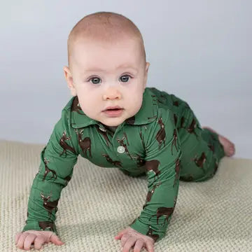 Goosies Ls Polo Romper Whitetail Dear