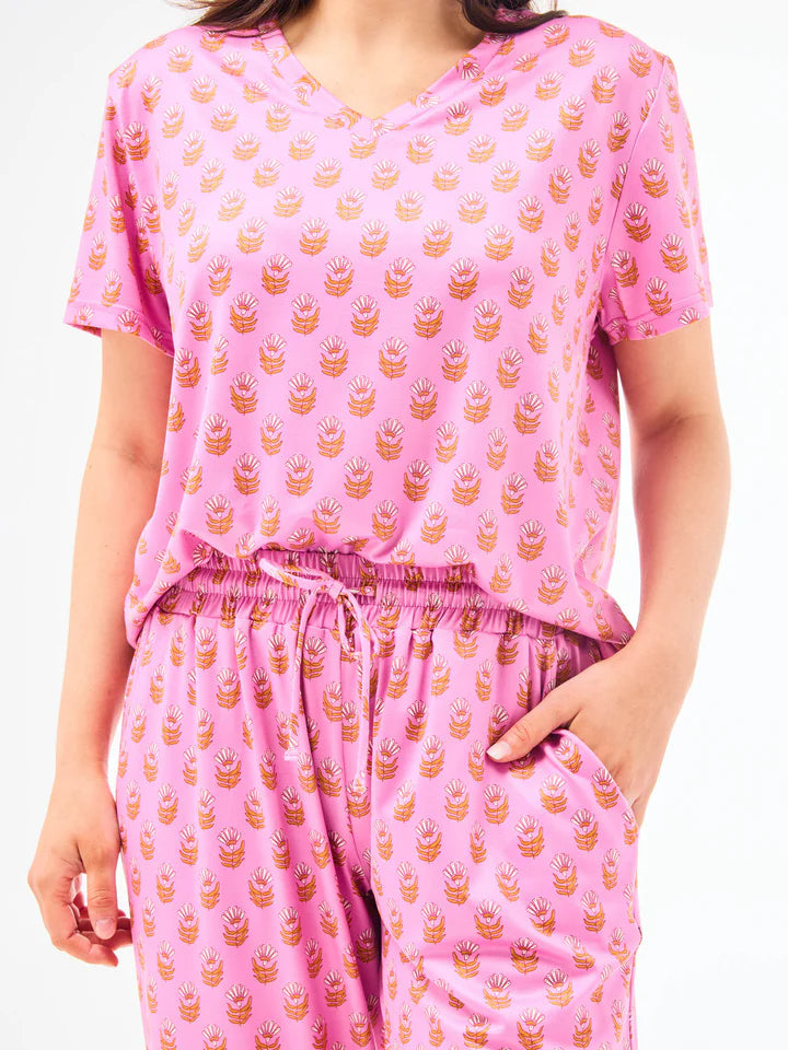Alli Floral Foulard Pink Pant Set