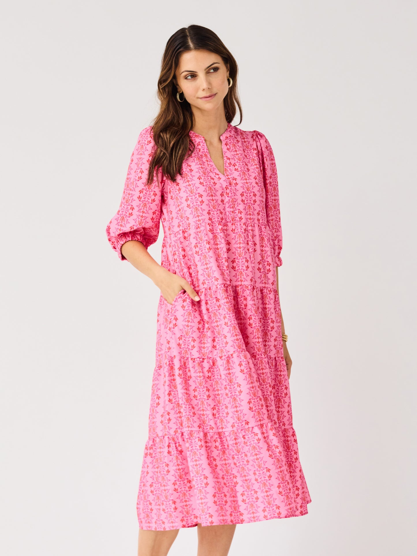 Mary Square 3/4 Sleeve Cameron Dress Heirloom Vine