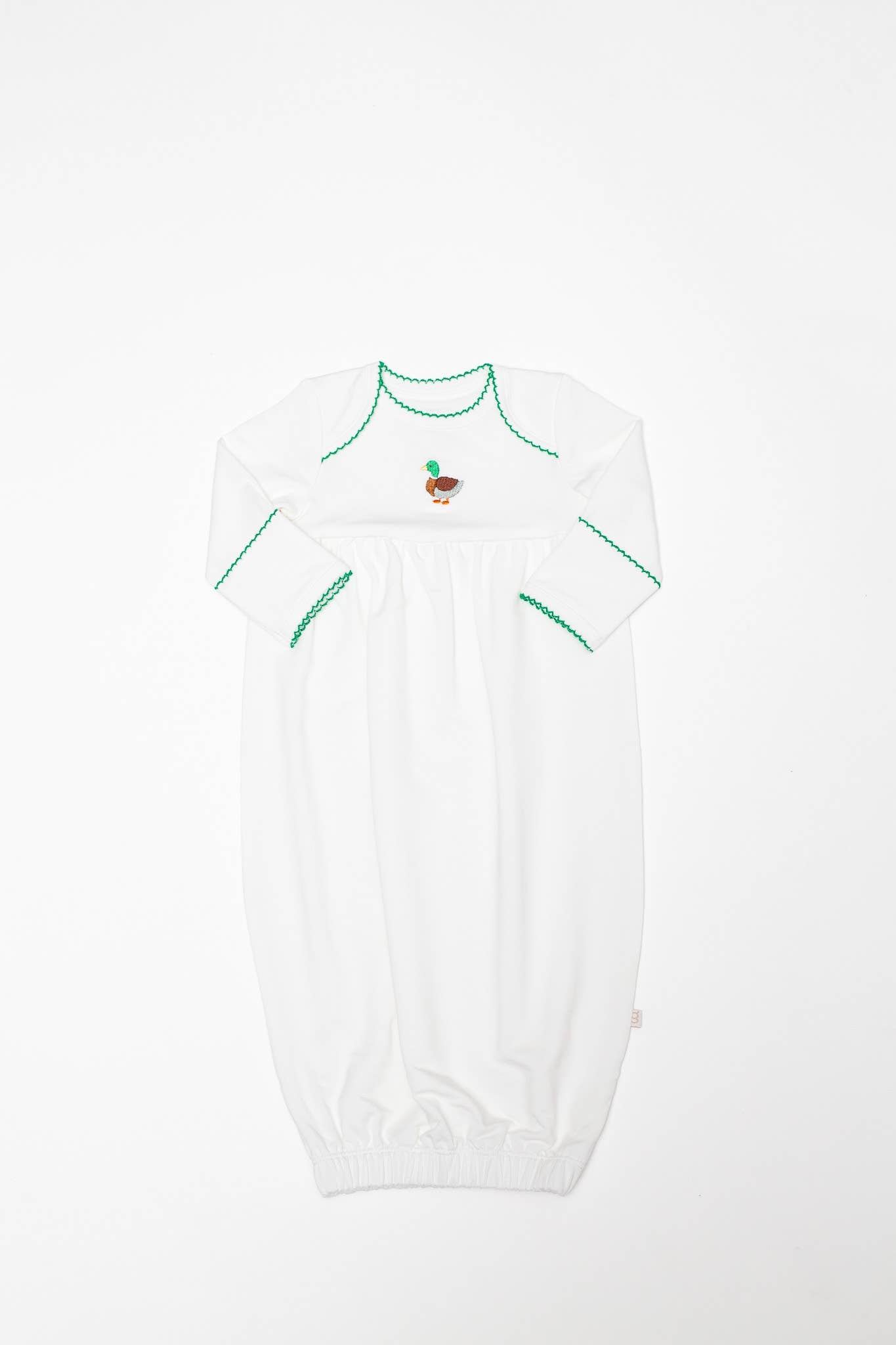 Pip Embroidered Gown - Mallard Duck: NB