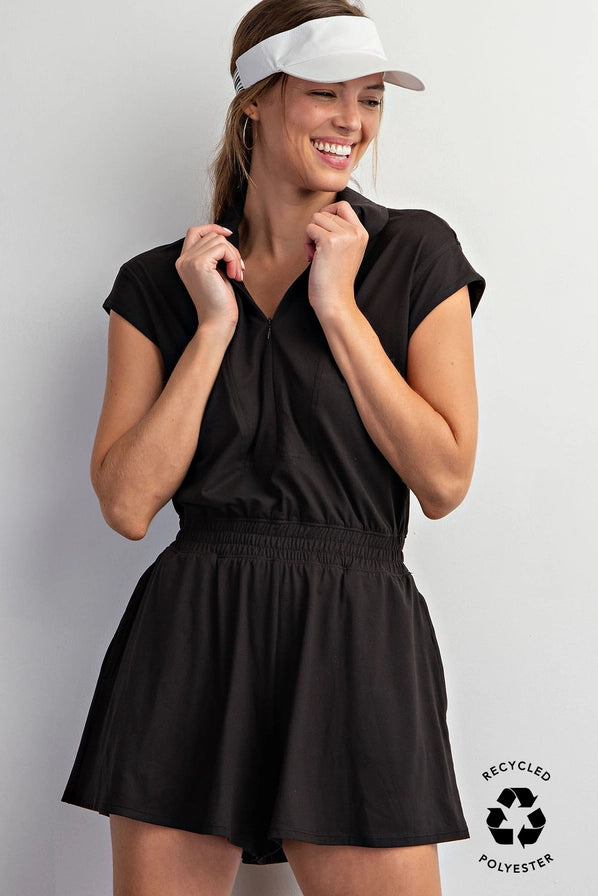 Sydney Black Collar Tennis Romper