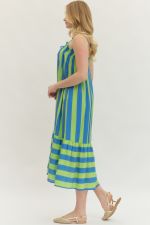 Entro Lime & Blue Striped Dress