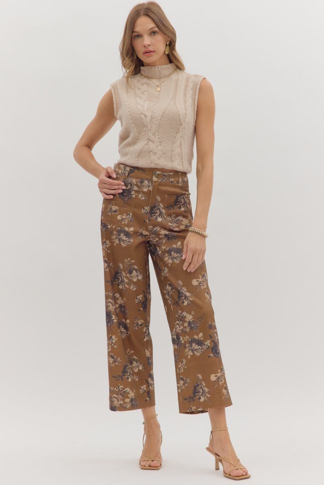 Entro Floral Brown Pants