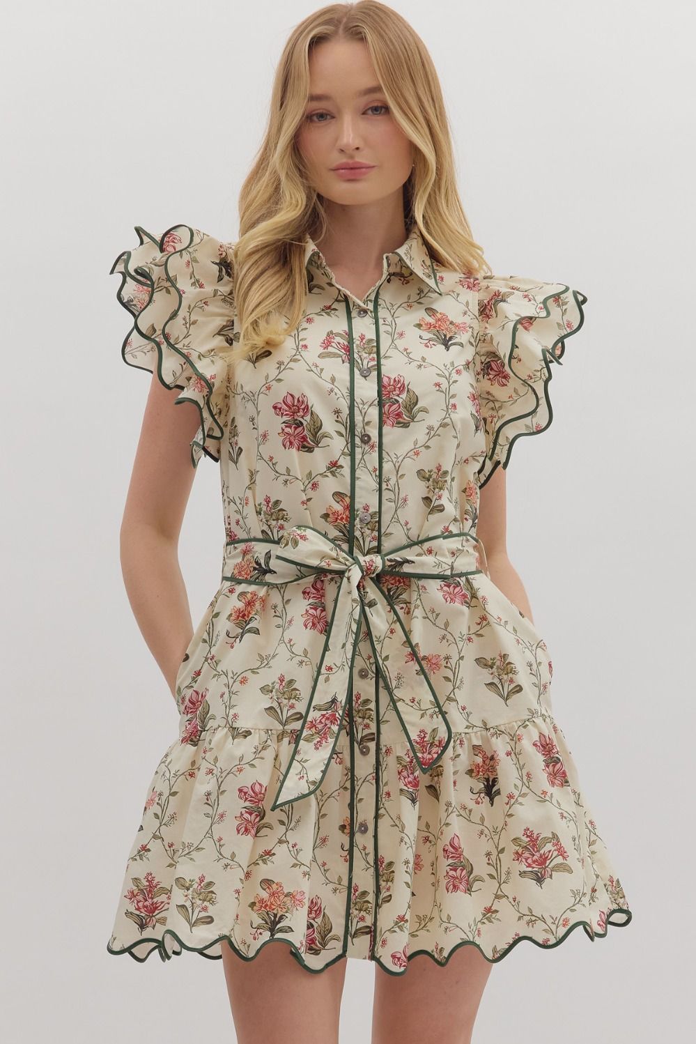 Entro Ecru Floral Dress