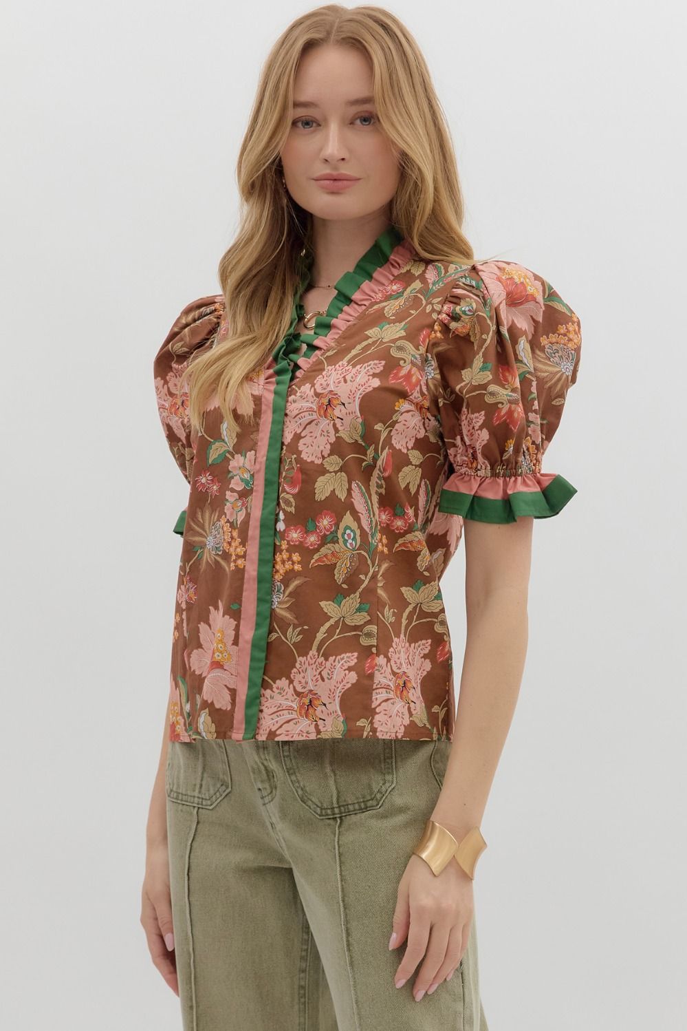 Entro Brown Floral Top