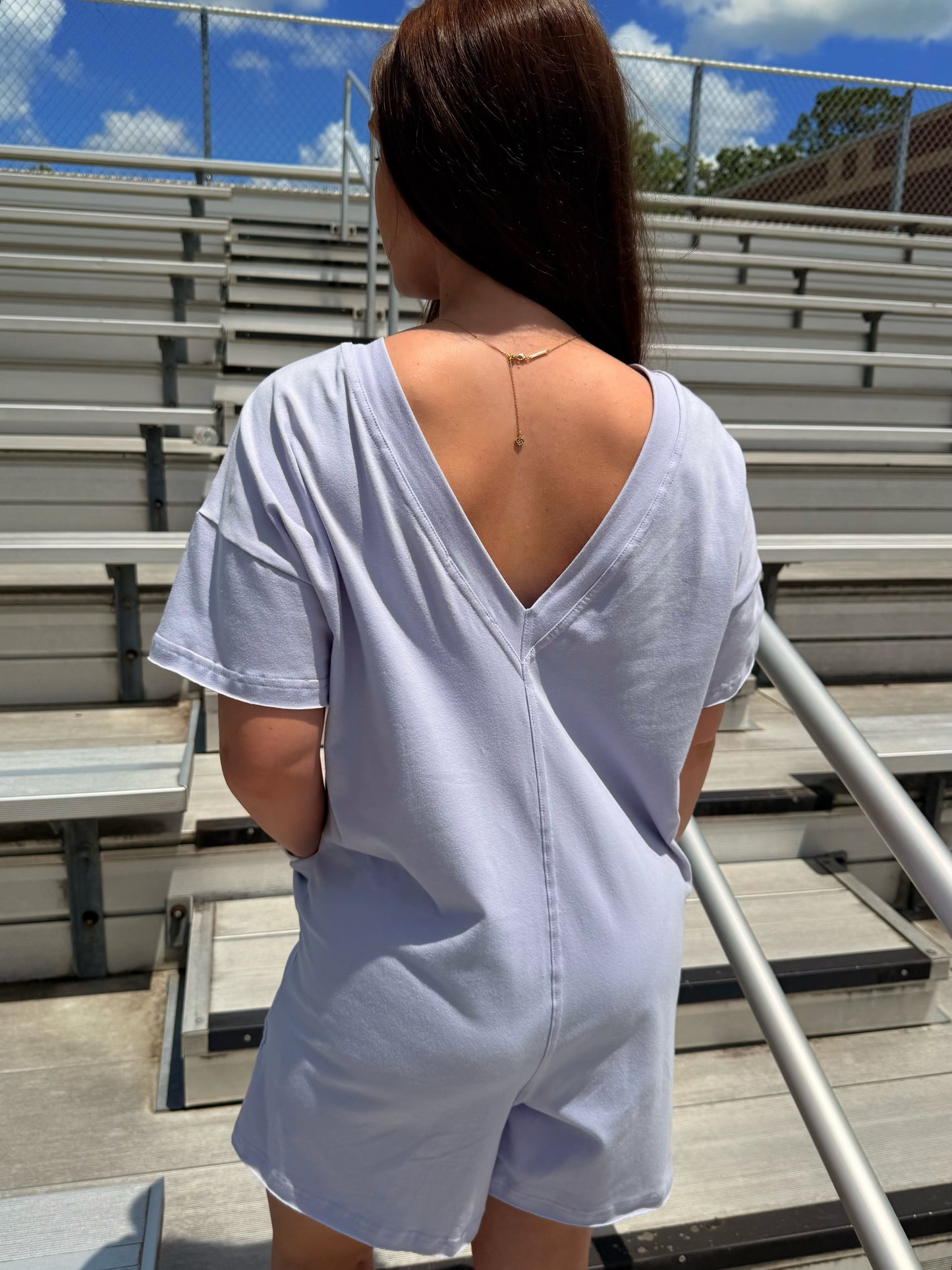 Summer Tee Romper Lavender Fog