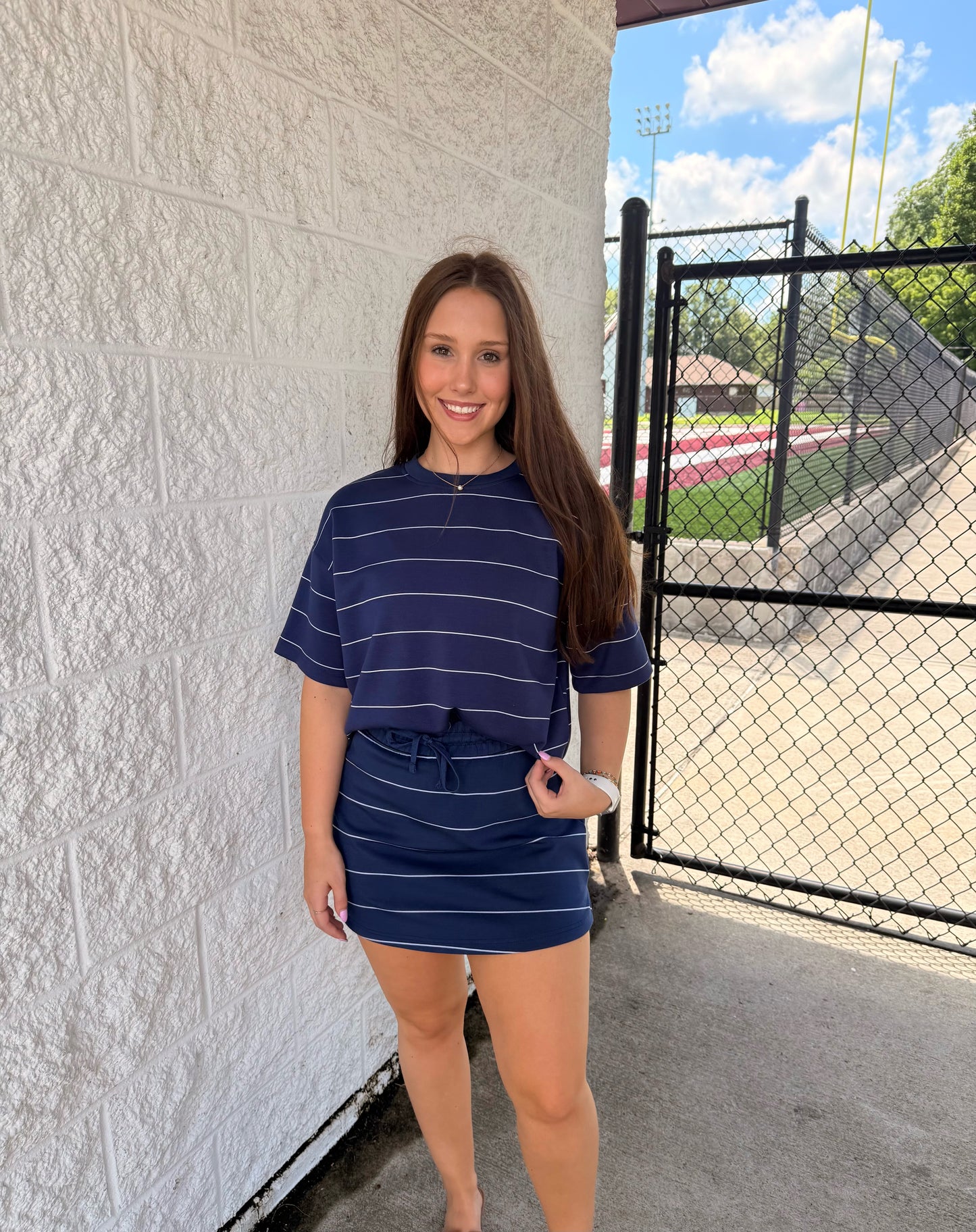 Navy Modal Stripe Crew Neck