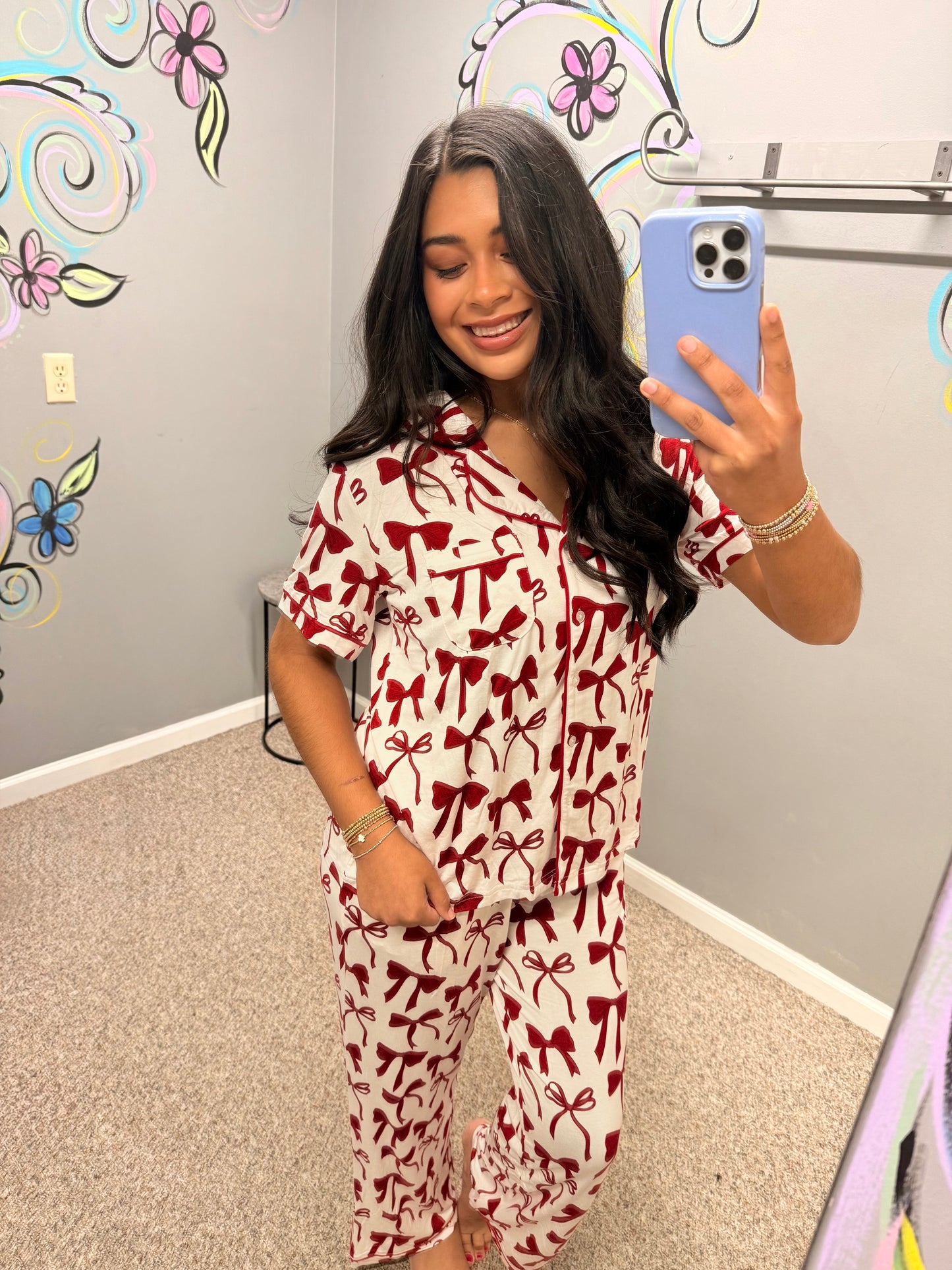 Charlotte Crimson Bow Pant Set