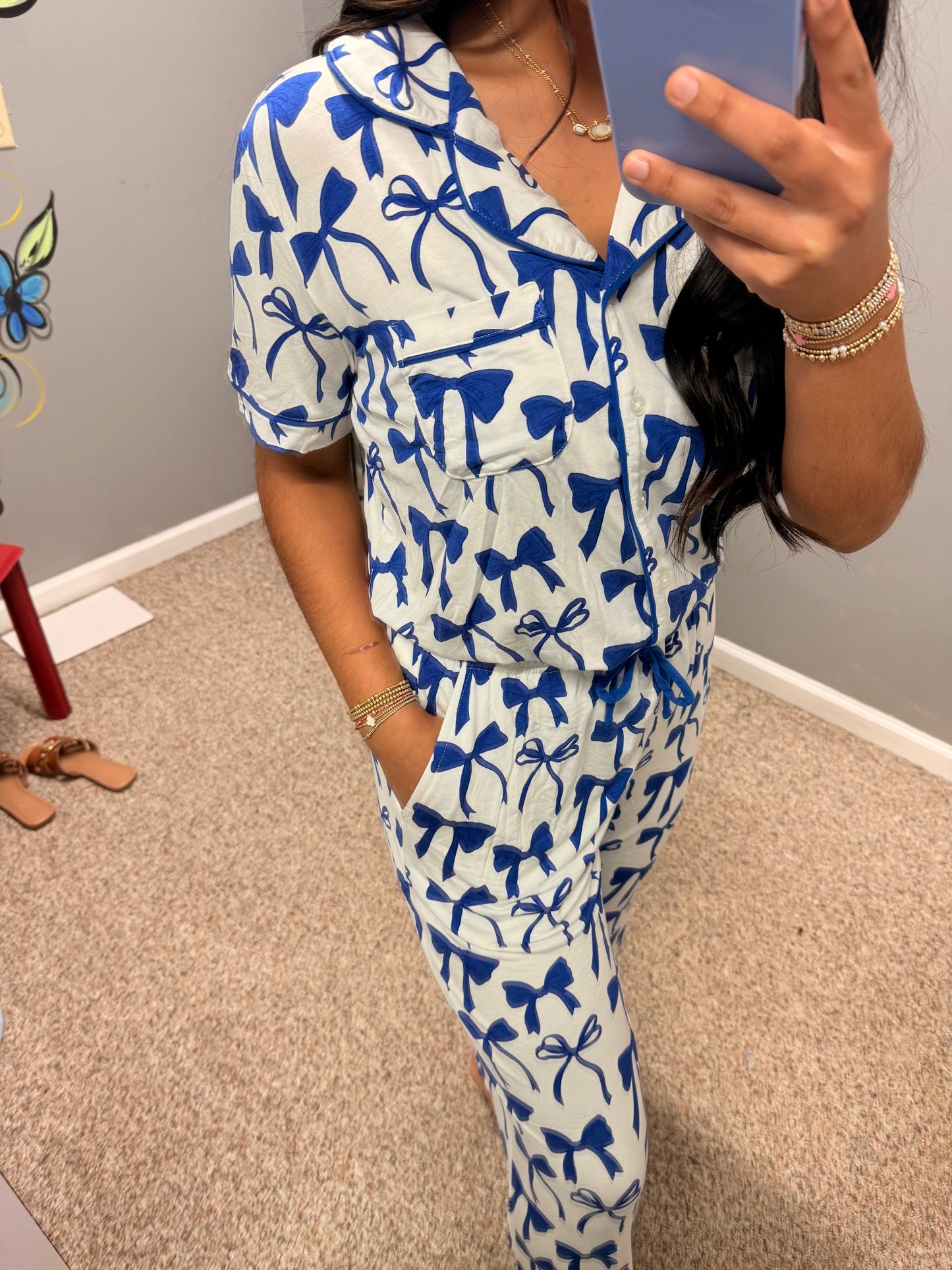 Charlotte Blue Bows Pant Set