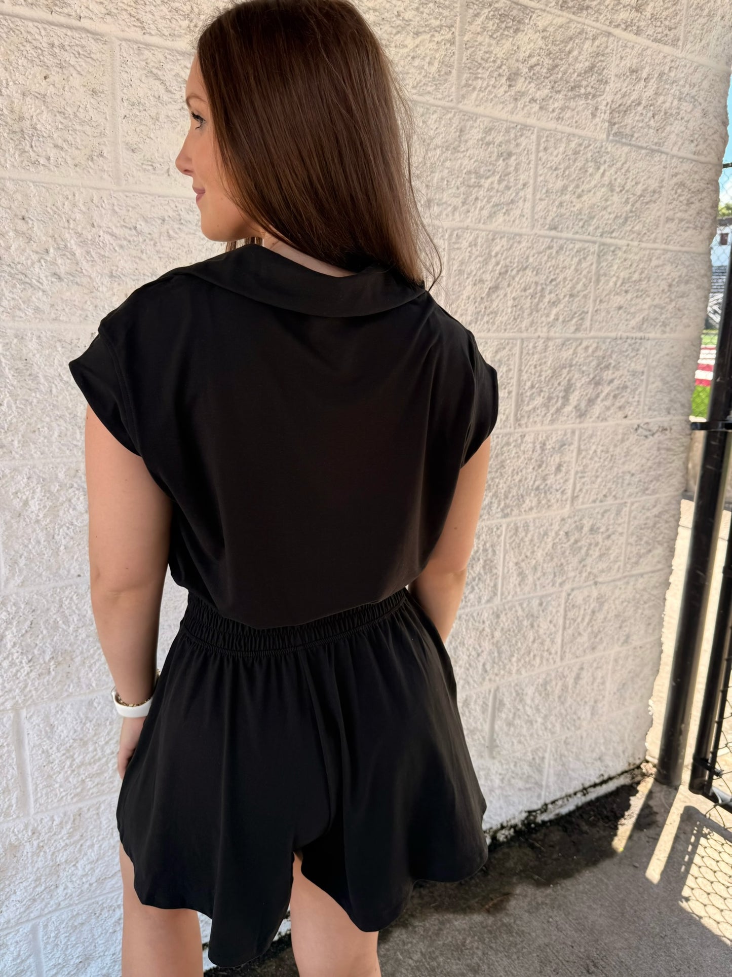 Sydney Black Collar Tennis Romper