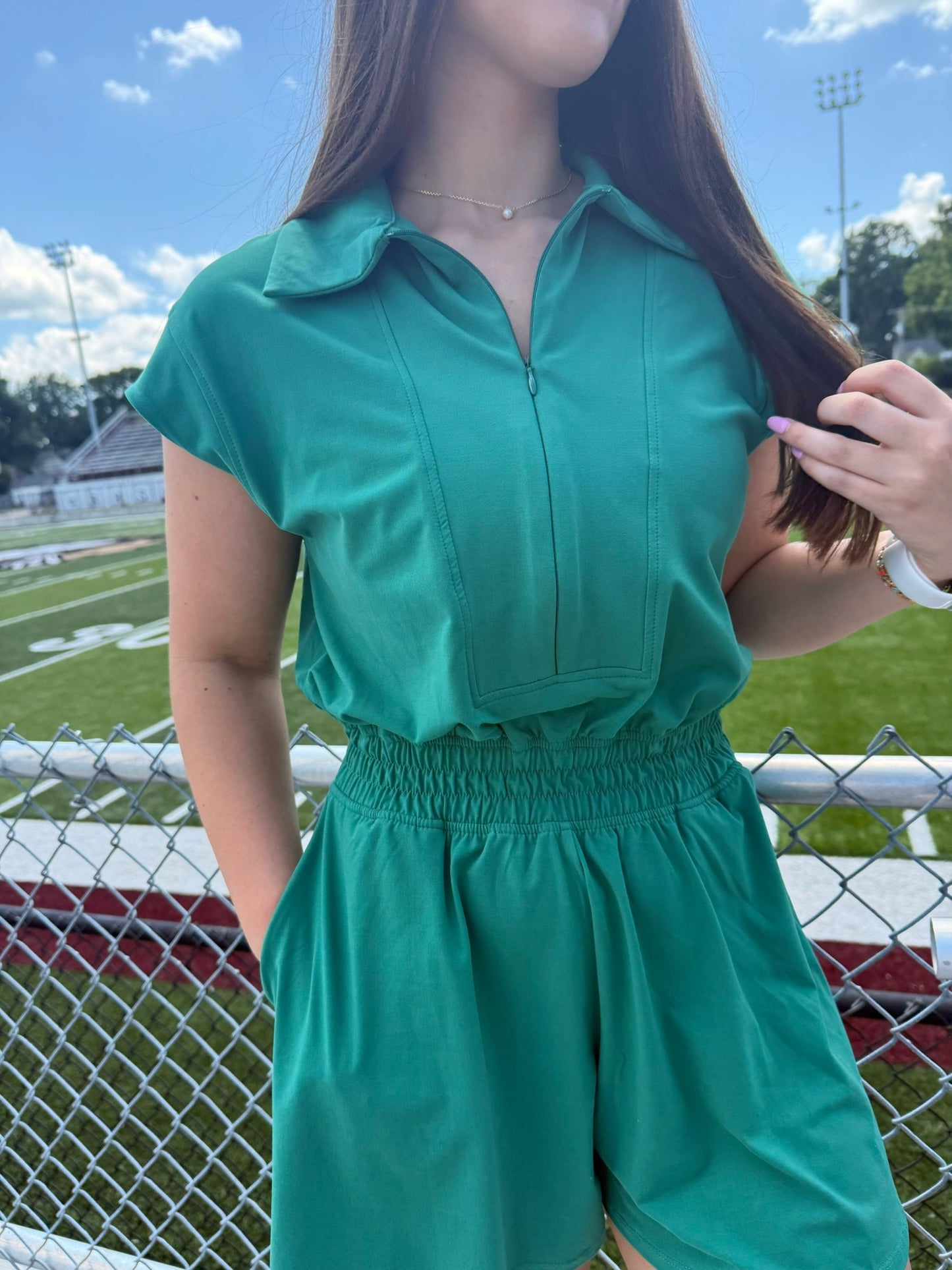 Sydney Kelly Green Collar Tennis Romper
