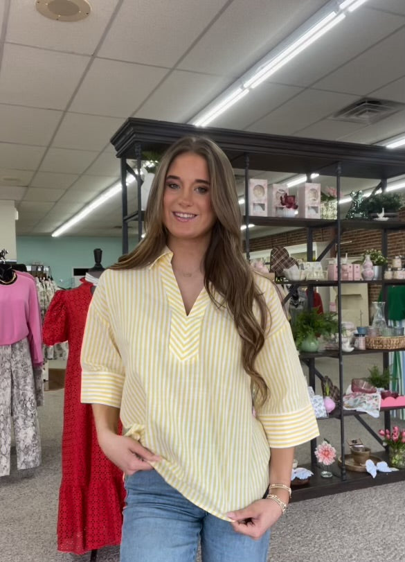 Entro Yellow Stripe 3/4 Sleeve