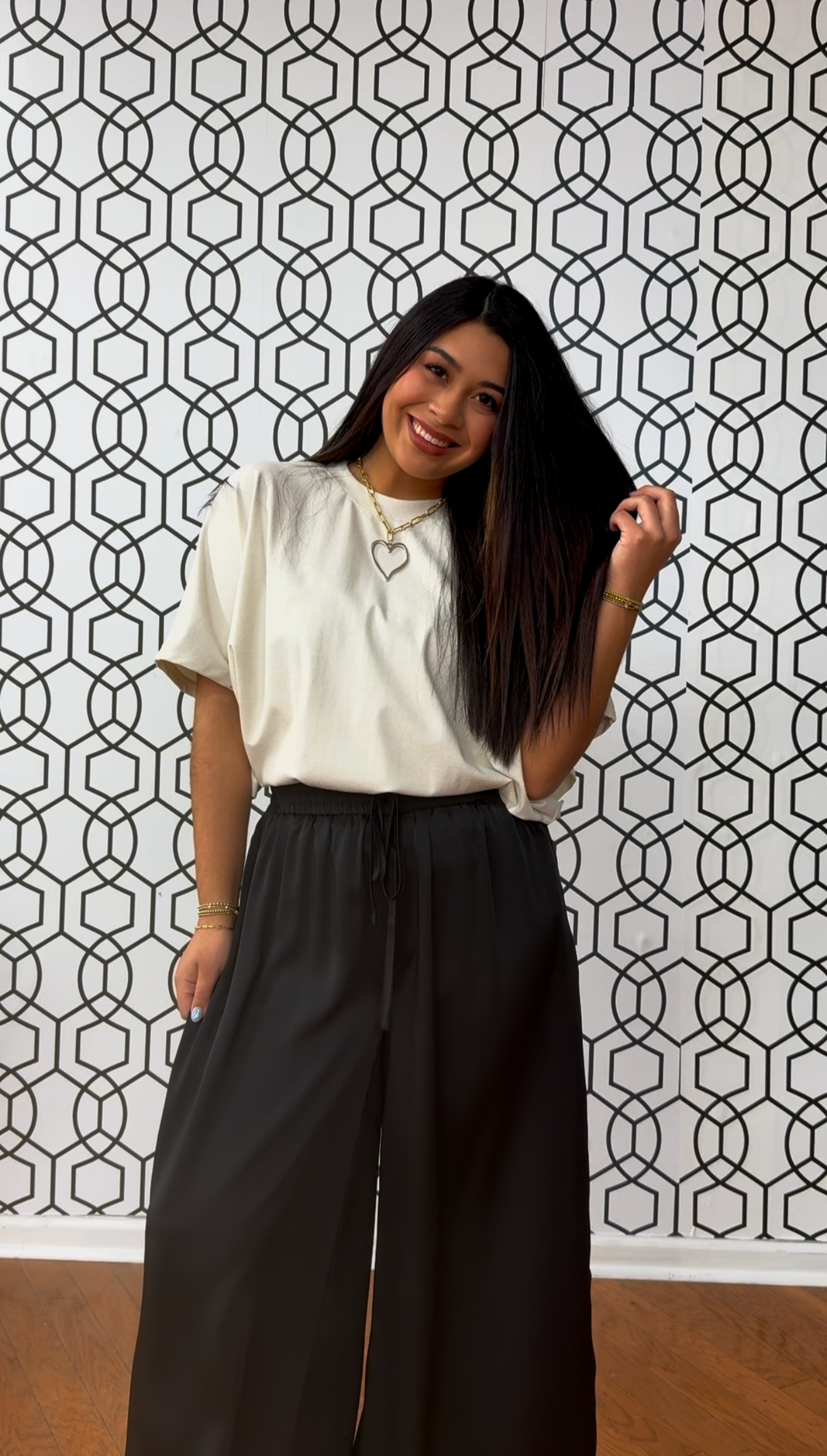 Black Flowy High Waisted Pant