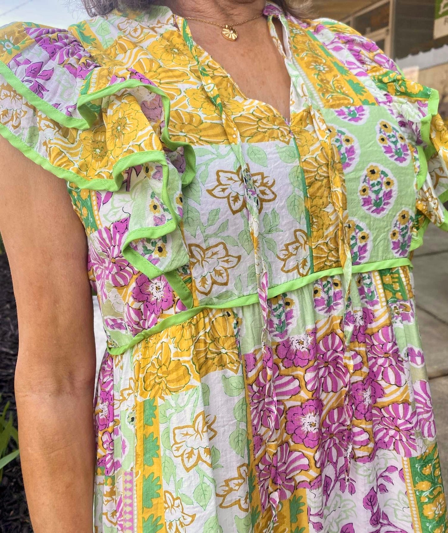 Boho Ruffle Sleeve Mini Dress