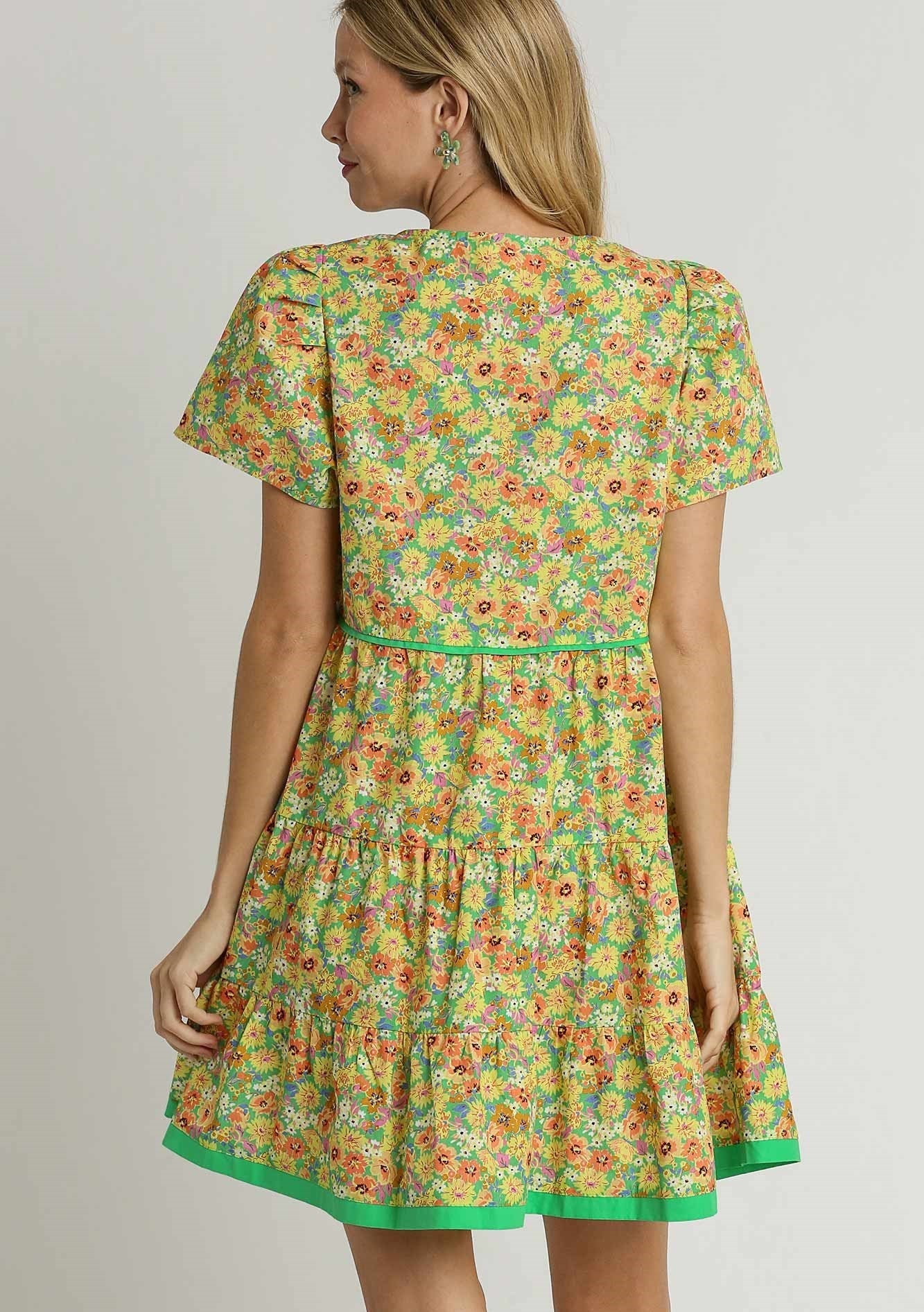Apple Green Floral Dress