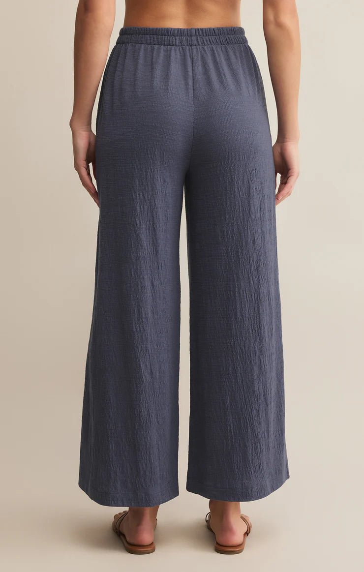Sloane Textured Slub Pant Worn Blue