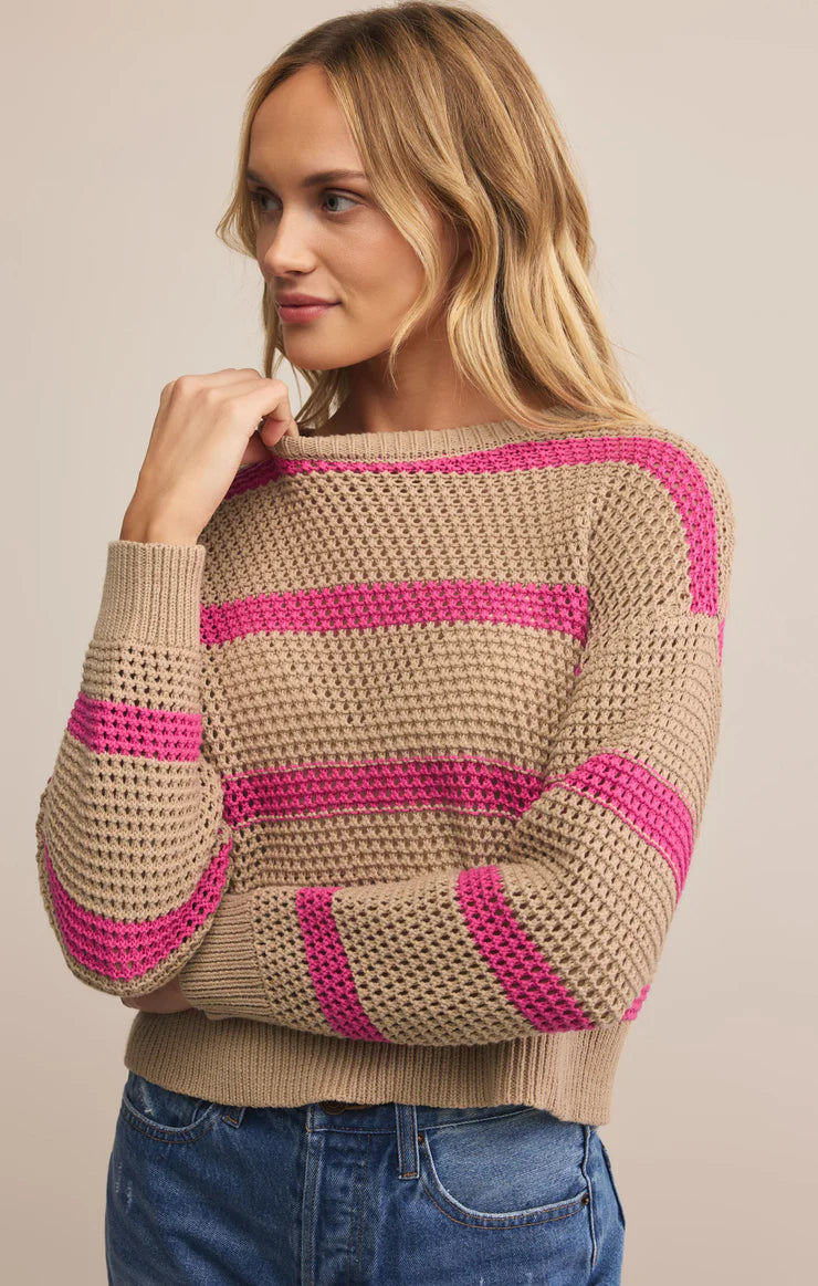 Broadbeach Striped Sweater Biscuit