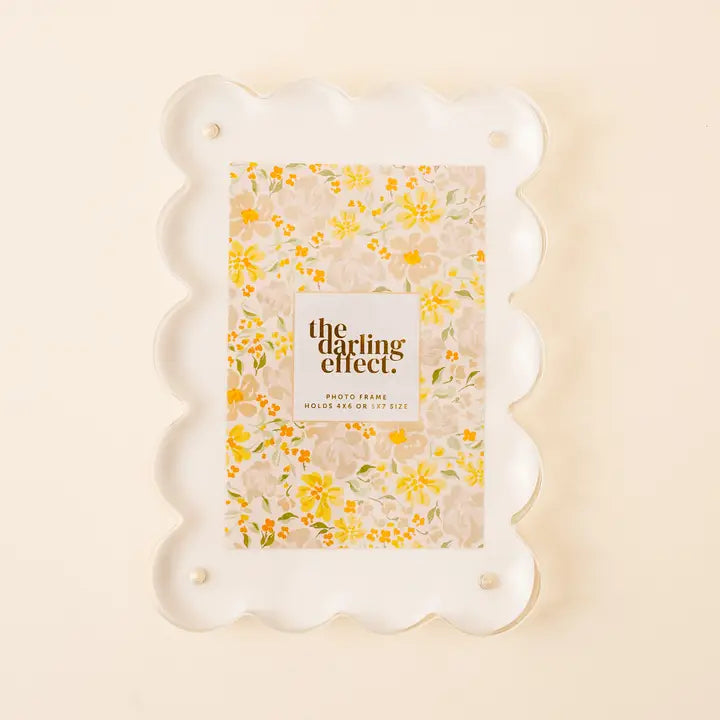 Rectangle Scalloped Acrylic Frame White