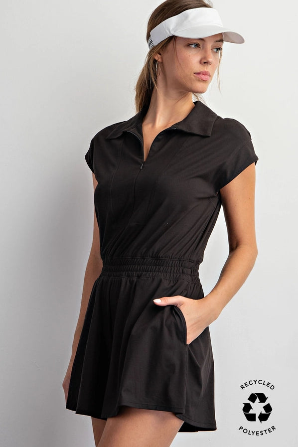 Sydney Black Collar Tennis Romper
