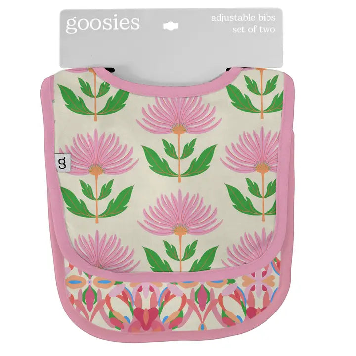 Pink Block Flower Bib Set