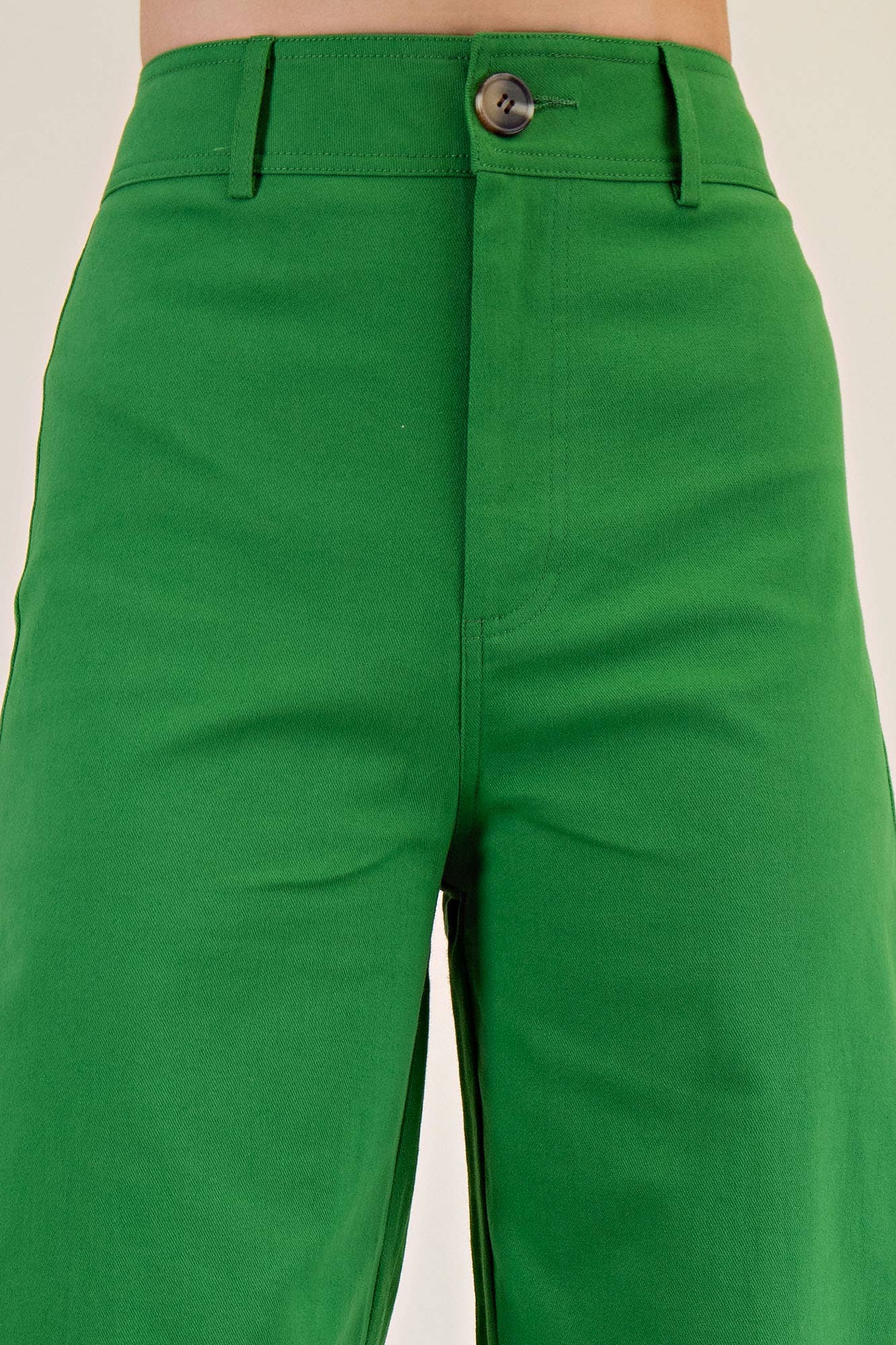 Glam High-Waist Straight Pants: Green