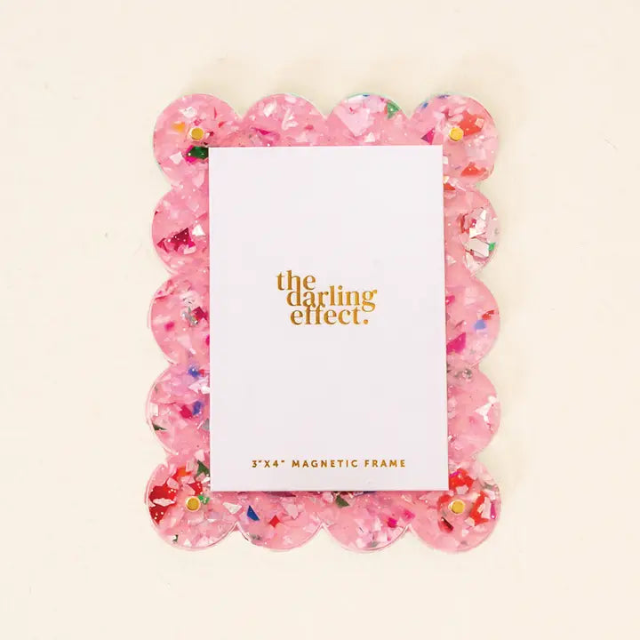 Rectangle Scalloped Acrylic Frame Confetti Pink