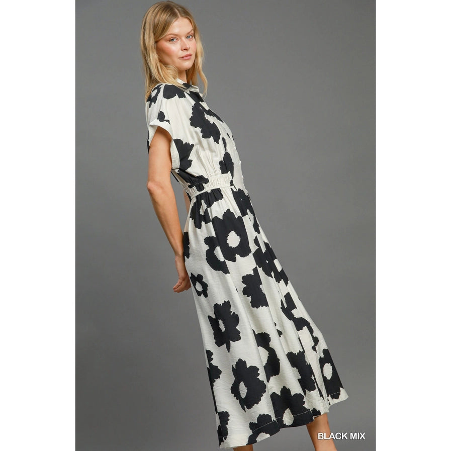 Sumer Floral Boho Dress Black Floral