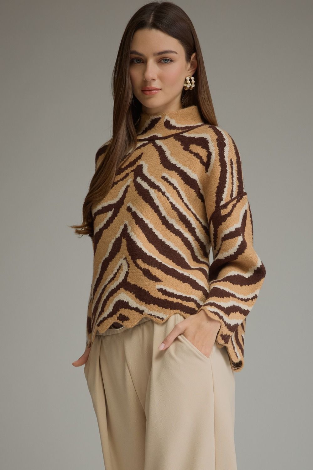 Entro Oatmeal Zebra Sweater