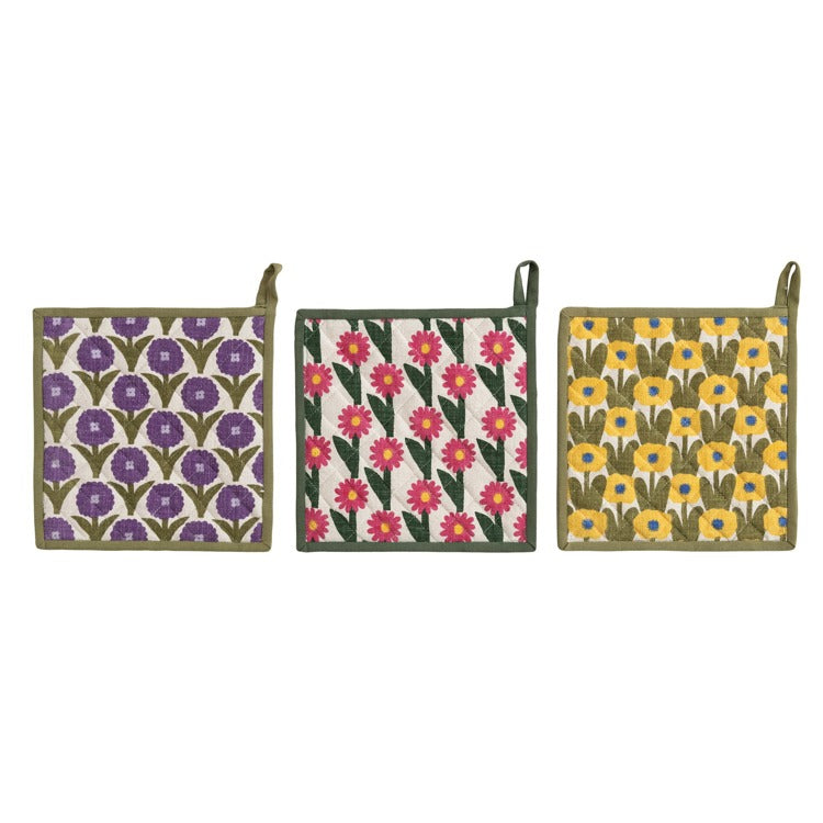 Cotton Slub Printed Pot Holders