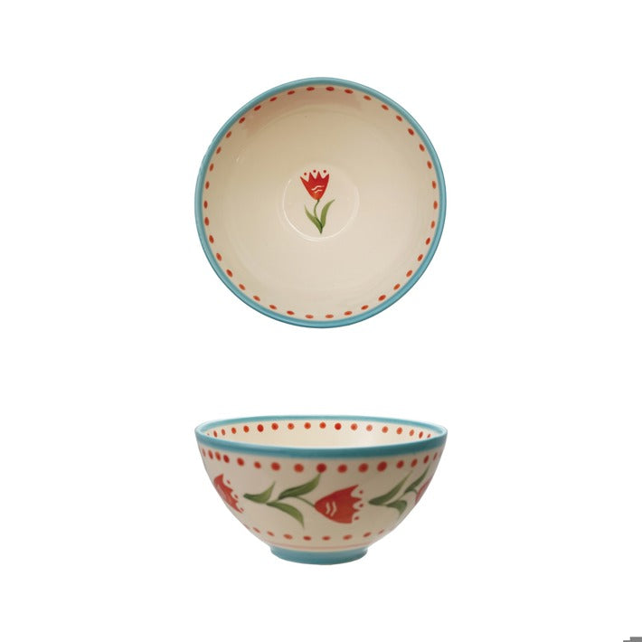 Stoneware Bowl w Flowers