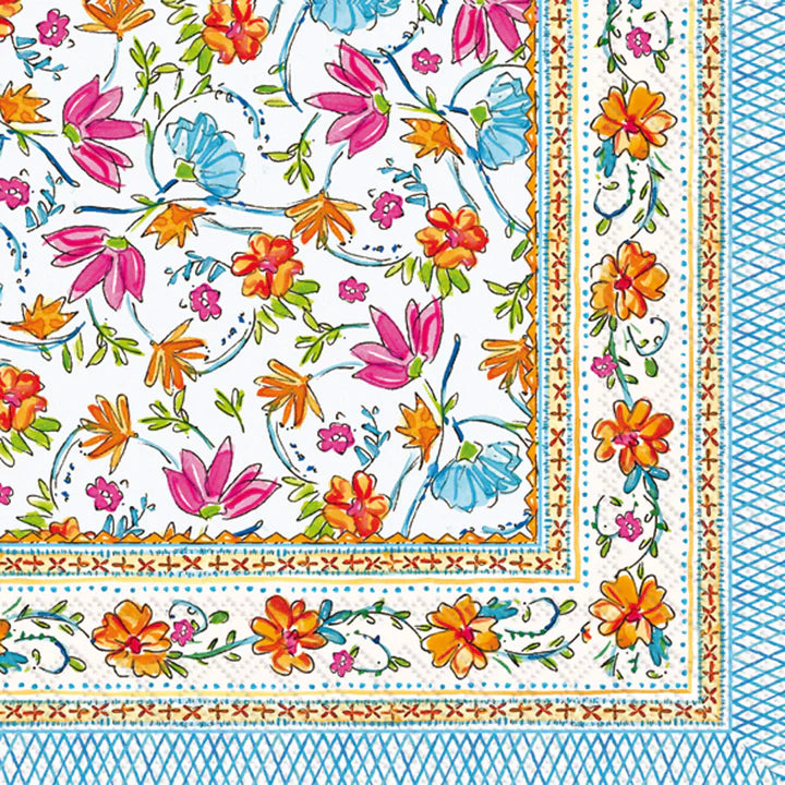 Floral Block Print Cocktail Napkin