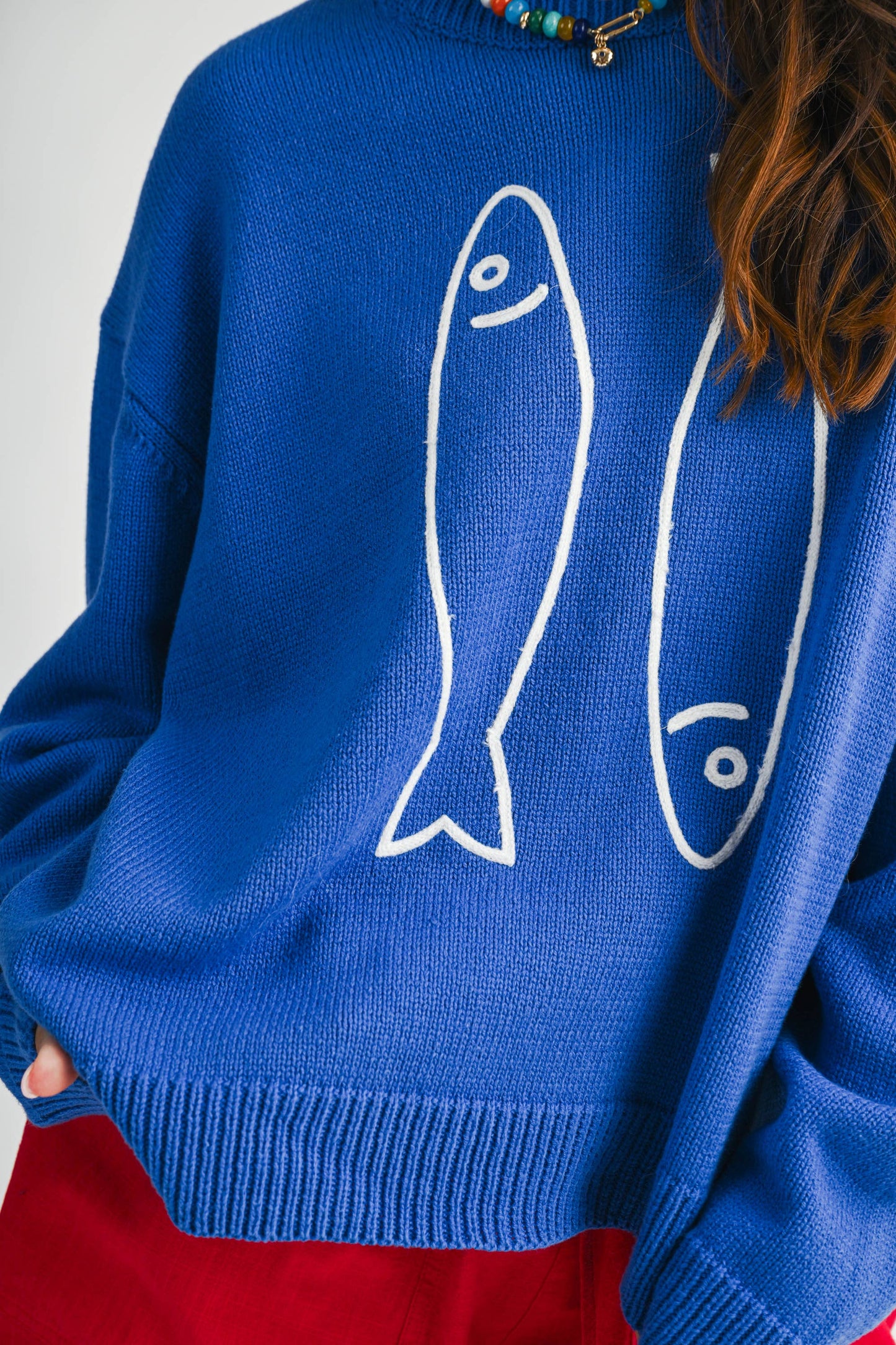 Oversized Graphic Knit Sweater Sardine