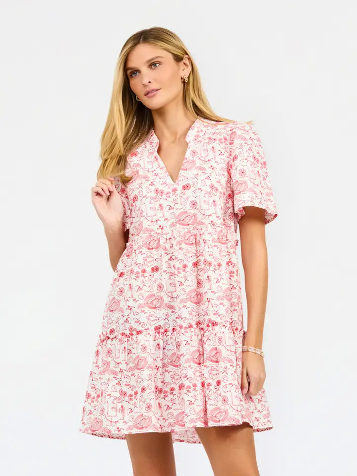 Mary Square Game Day Dress Red