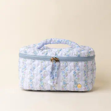 Glam & Go Quilted Cosmetic Bag-Petal Parade Blue