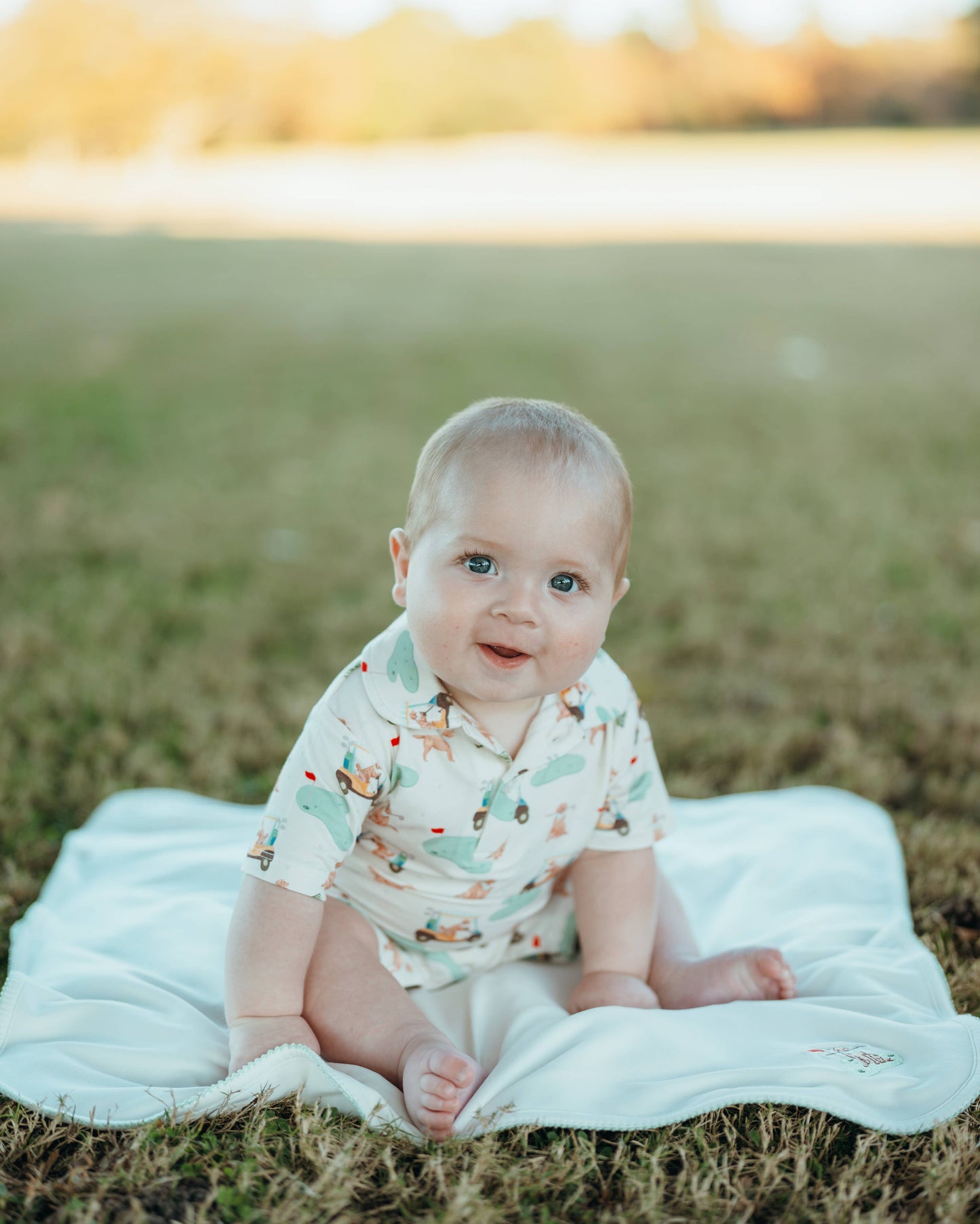Short Sleeve Polo Romper - Golf Dog: 3-6 mo