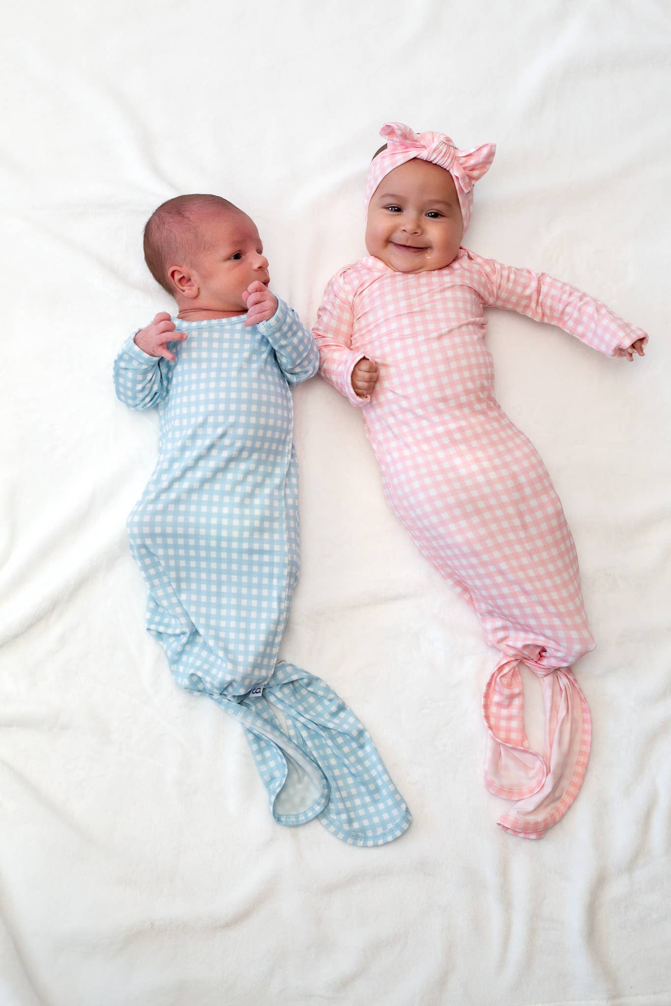 Pink Gingham (Spring/Easter) Knotted Infant Gown: 0-3 mo