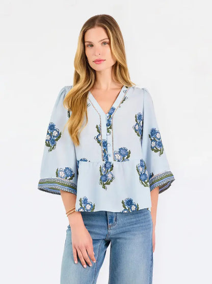 Mary Square Monroe Fable Floral Blue