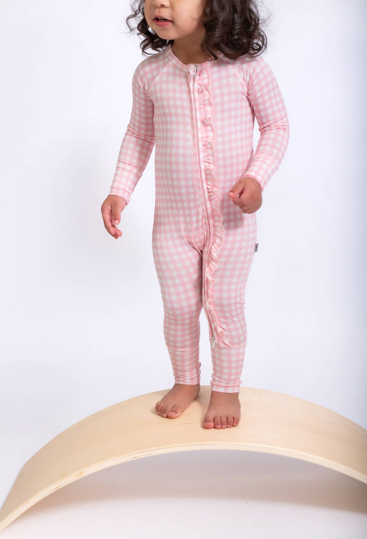 Pink Gingham Zip Ruffles