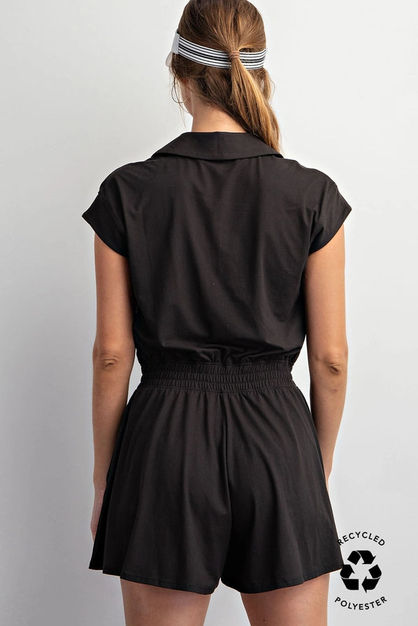 Sydney Black Collar Tennis Romper