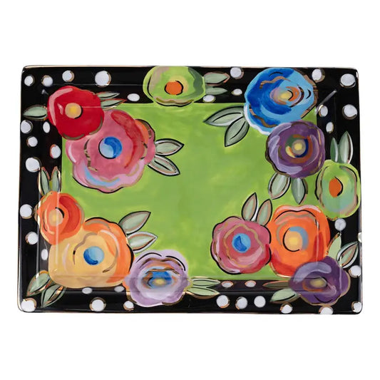 Glory Haus Polka Dot Flower Rectangle Tray