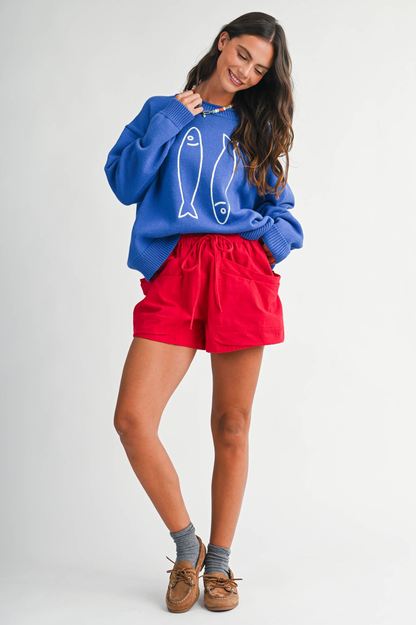 Oversized Graphic Knit Sweater Sardine