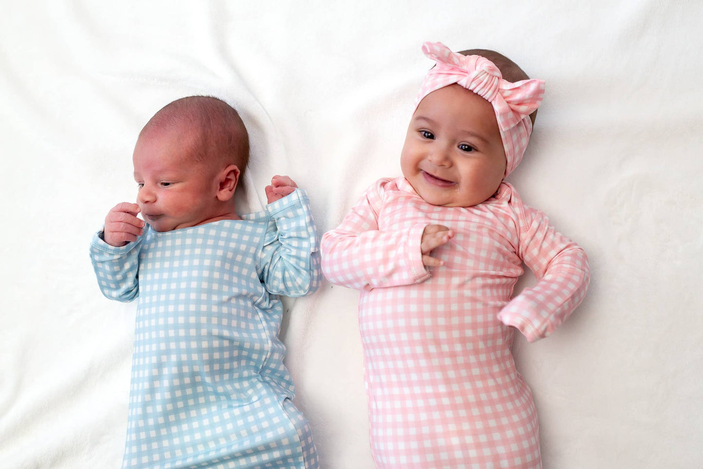 Pink Gingham (Spring/Easter) Knotted Infant Gown: 0-3 mo