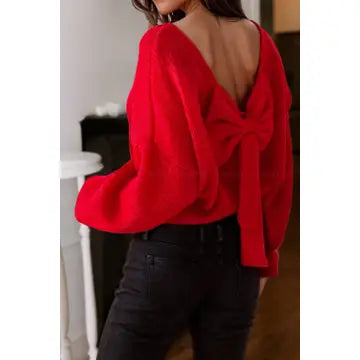 Aapprella Red Bow Back Sweater