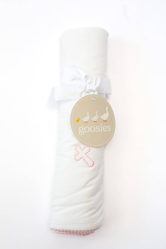 Pink Cross Embroidered Blanket